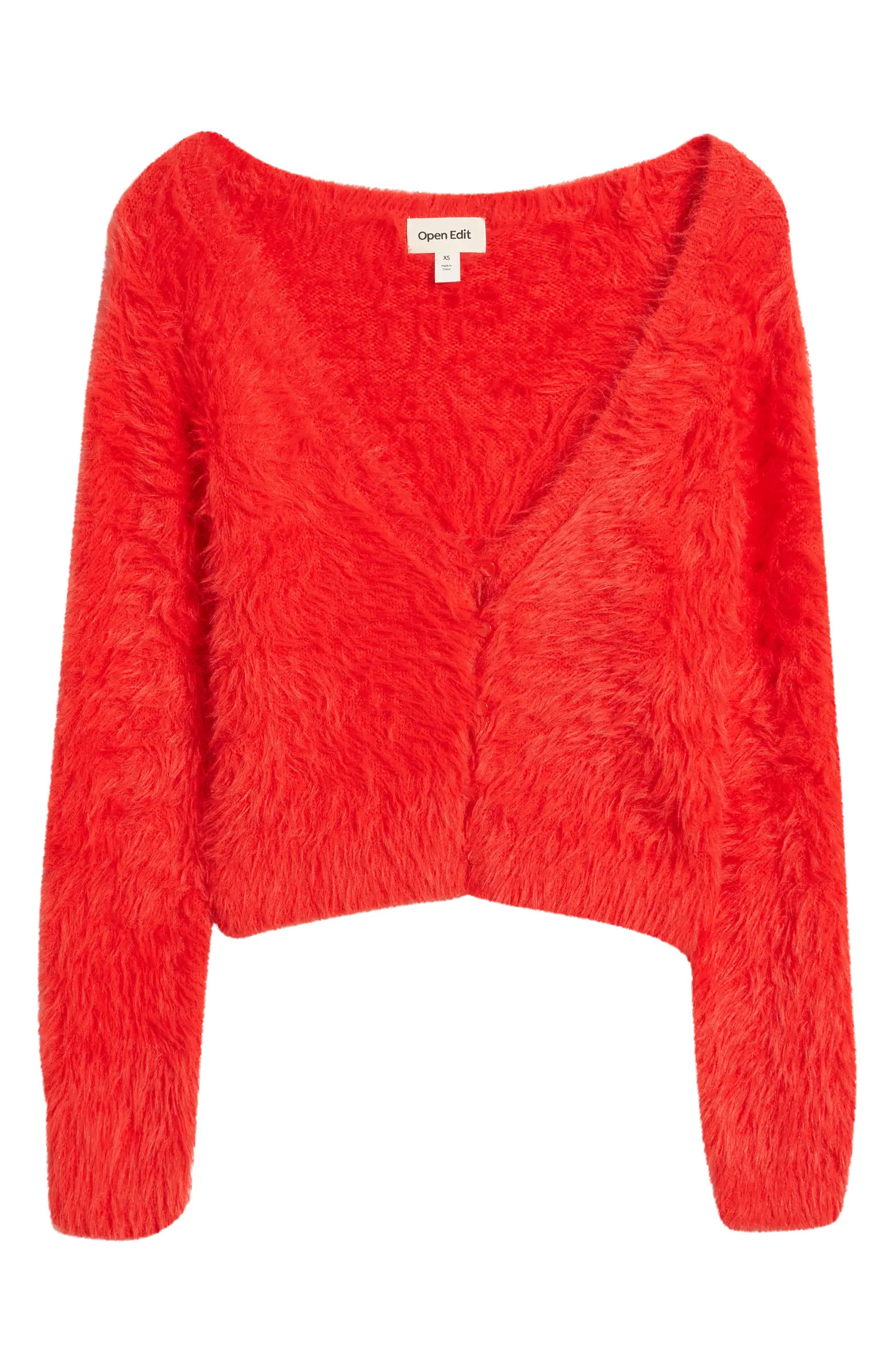 Eyelash Knit Crop Cardigan | Nordstrom Rack