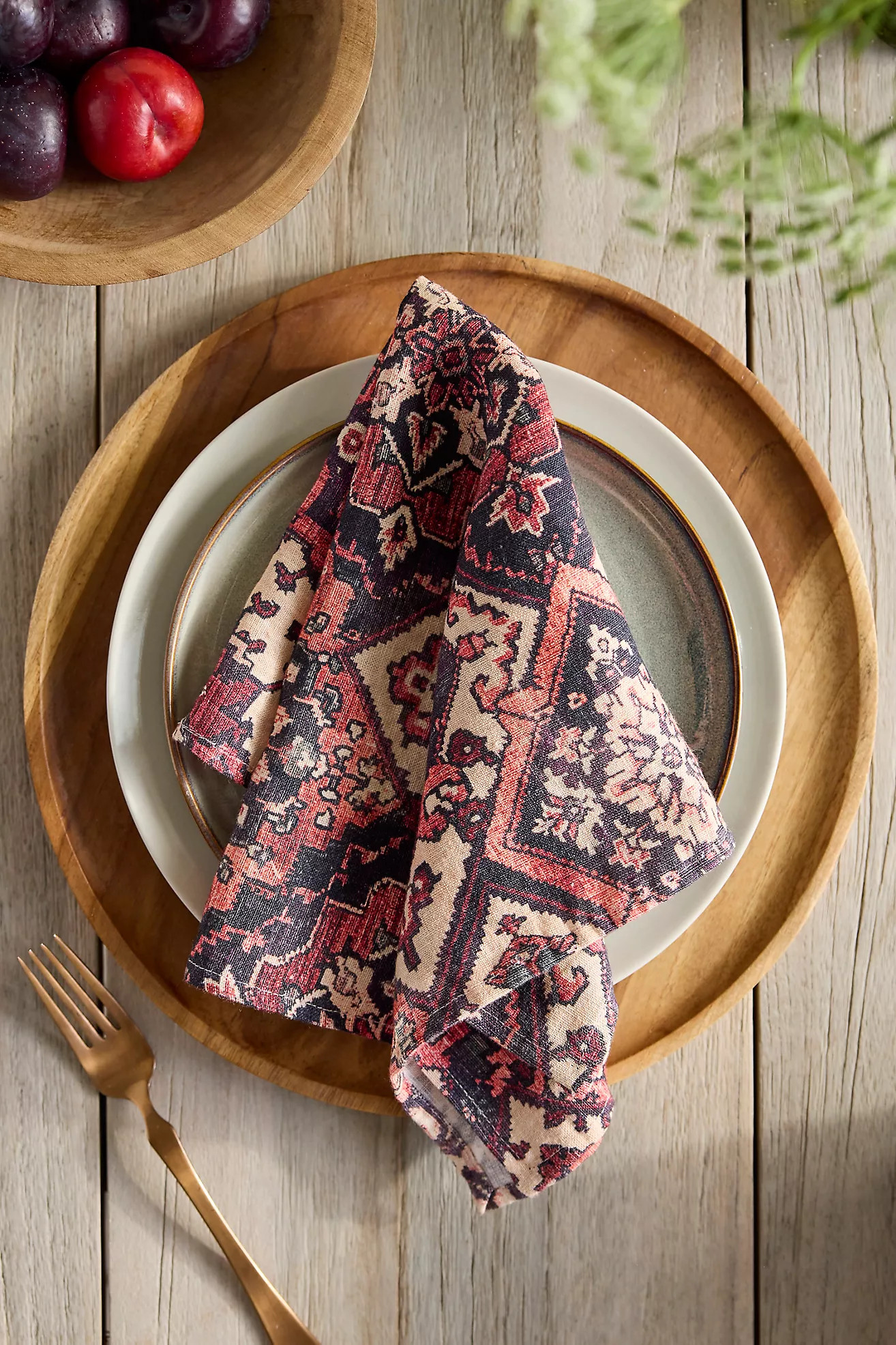 Geometric Tapestry Linen Napkins, Set of 2 | Anthropologie (US)