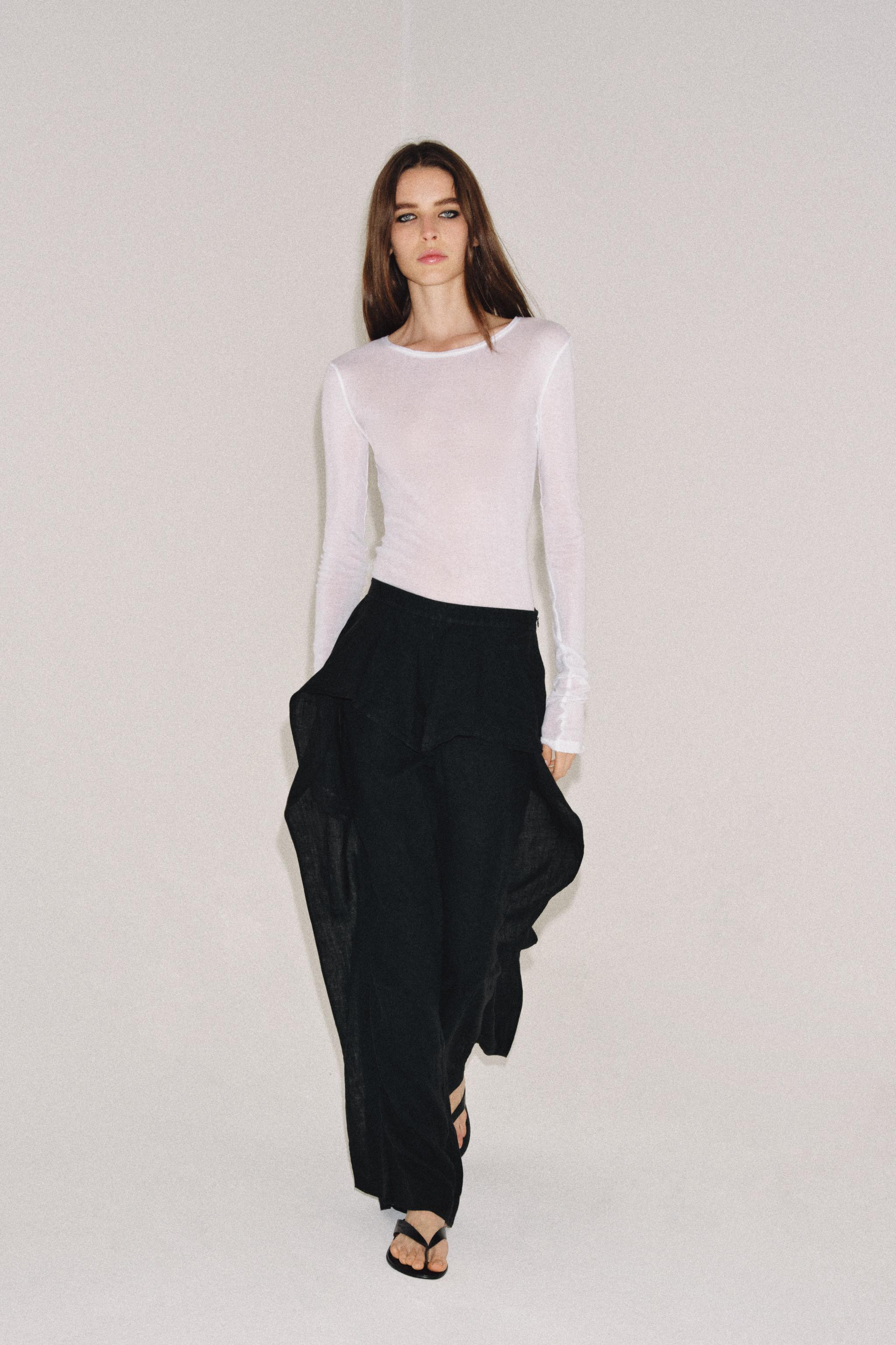 100% LINEN RUFFLE TROUSERS ZW COLLECTION | Zara US