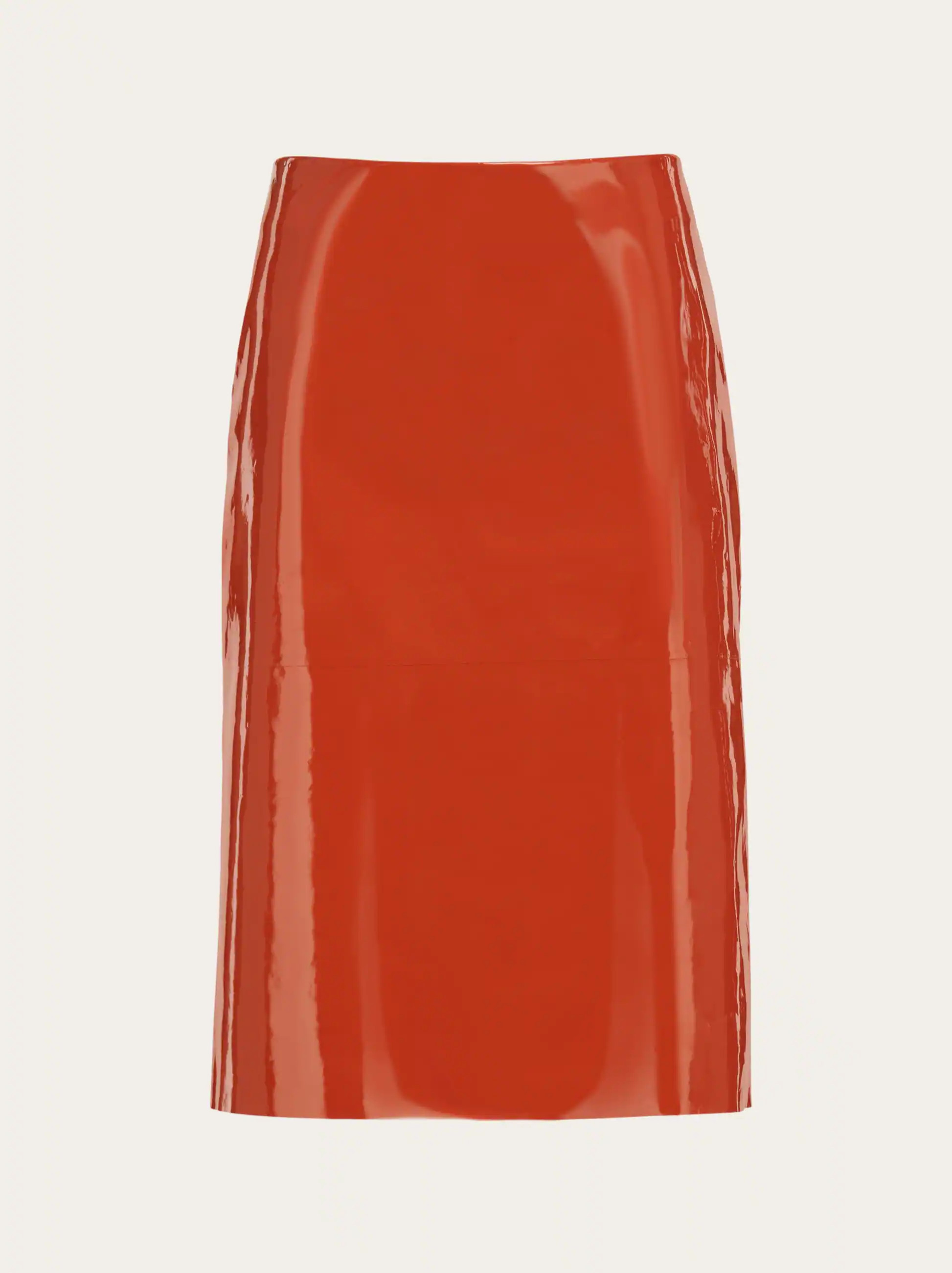 Ferragamo Women Patent leather pencil skirt Orange | Ferragamo
