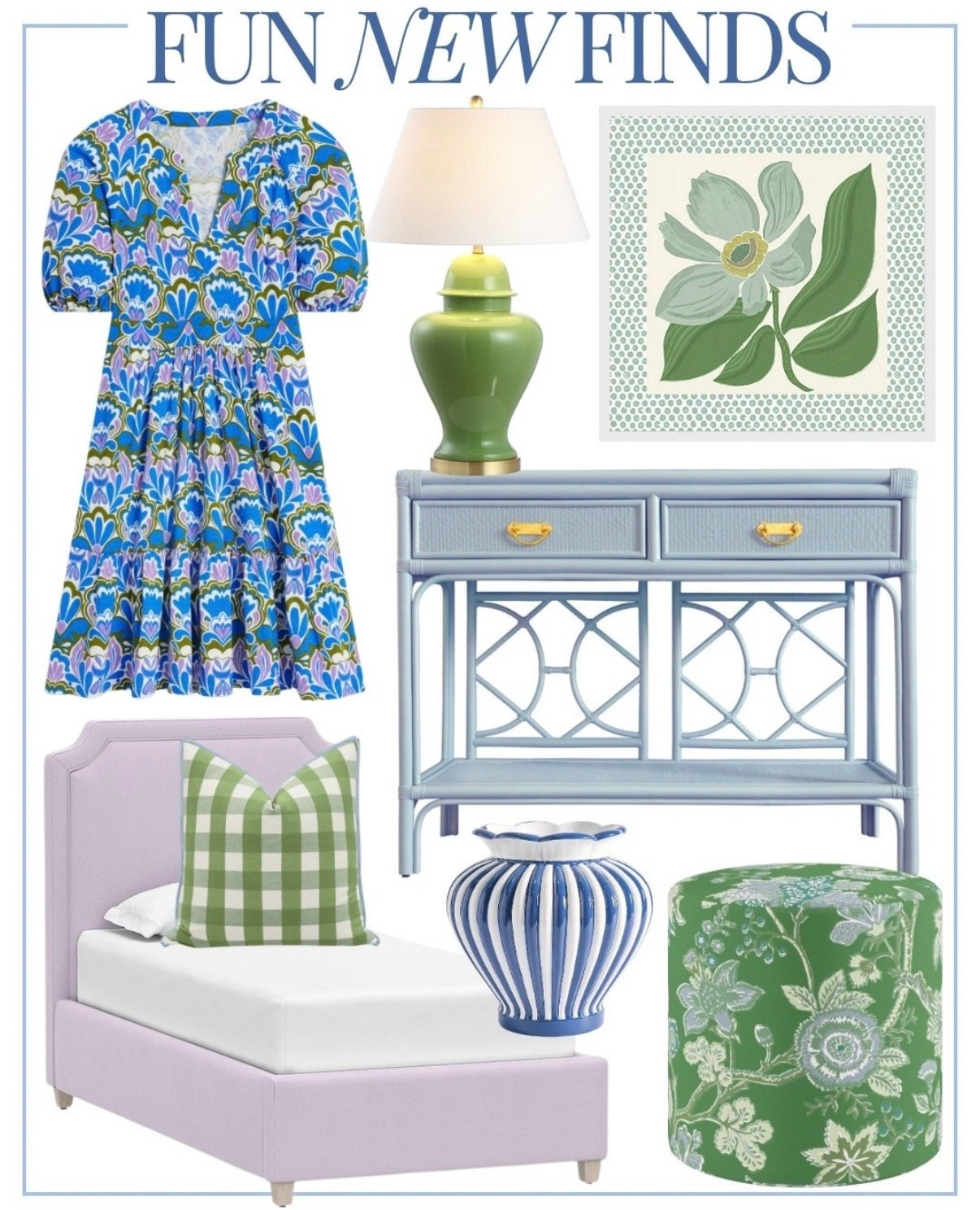 Fun New Finds! 

Blue purple green Grandmillennial home decor Boden dress upholstered lilac bed ottoman 

Southern home classic home summer dress artwork

#LTKStyleTip #LTKSeasonal #LTKHome