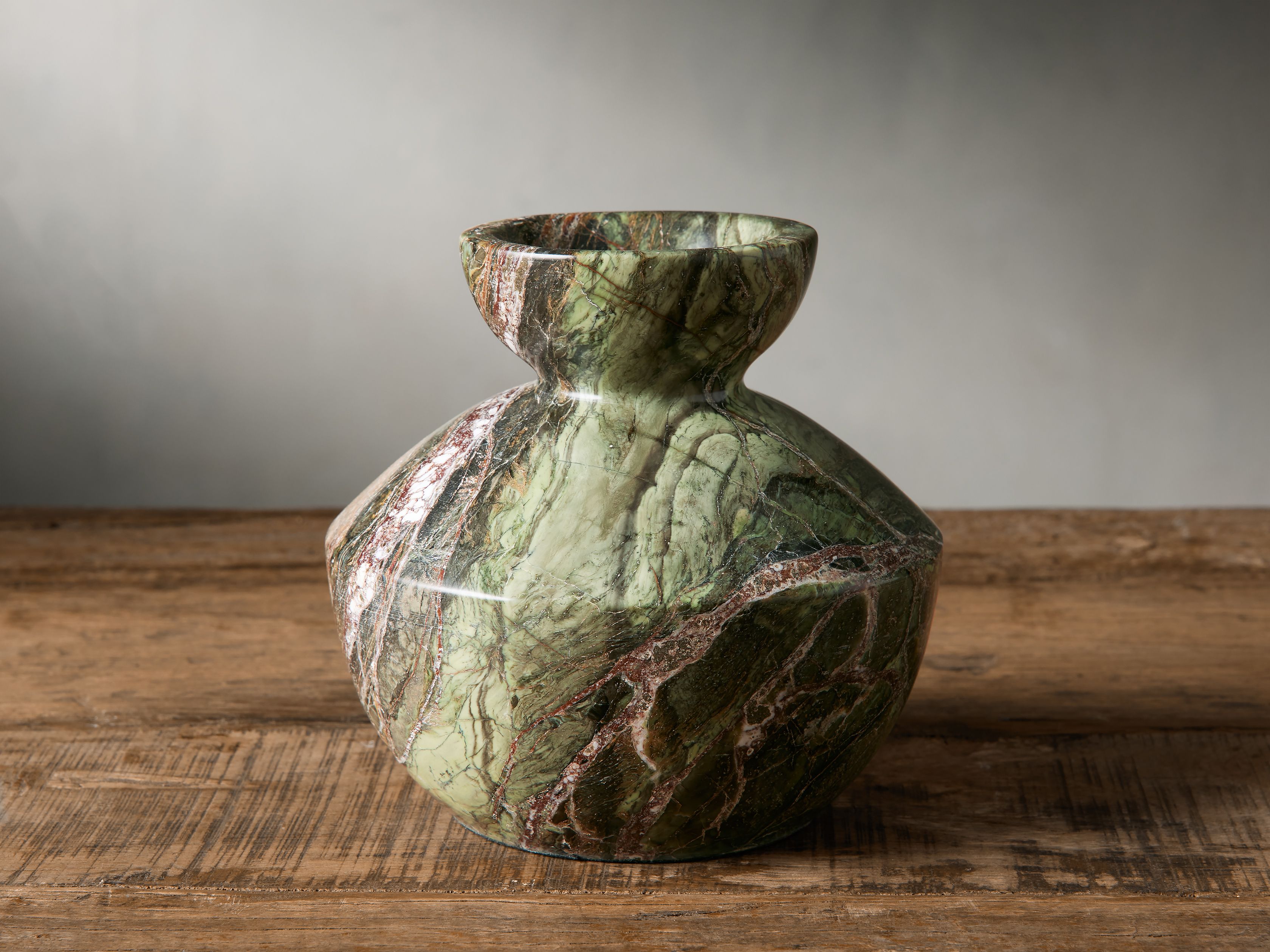 Rhodes Marble Vase in Green Forest | Arhaus