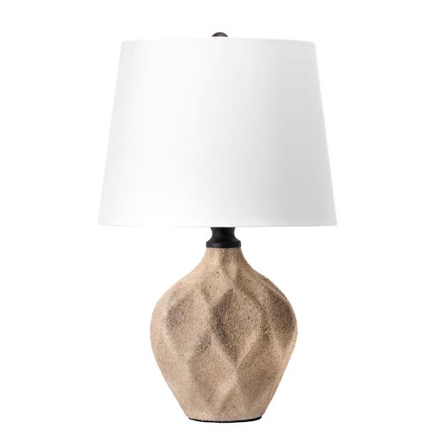 Beige 18-inch Distressed Ceramic Standard Table Lamp | Rugs USA