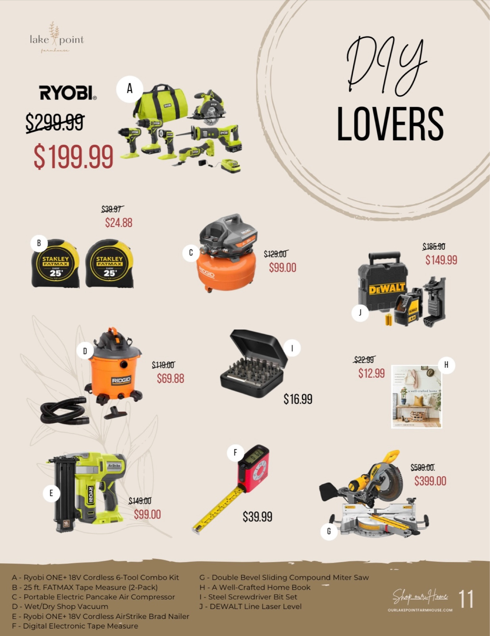 11 | DIY Lovers 

Welcome to Our Lake Point Farmhouse’s Holiday Gift Guide! Here you can find the best sales and holiday gift finds this year! 

This is the ultimate guide for the ultimate DIYer! 

#LTKCyberweek #LTKhome #LTKGiftGuide