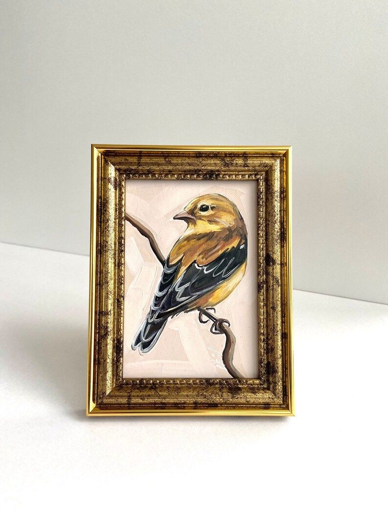 Original Bird Painting Oil Painting of American Goldfinch Cute | Etsy | Etsy (US)