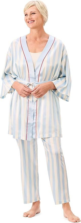 Martha Stewart Sleepwear for Women | Silky 3-Piece Pajama and Robe Set | Amazon (US)
