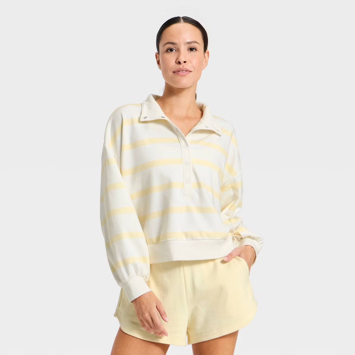 Women's Active Comfort French Terry Henley Sweatshirt - All In Motion™ | Target