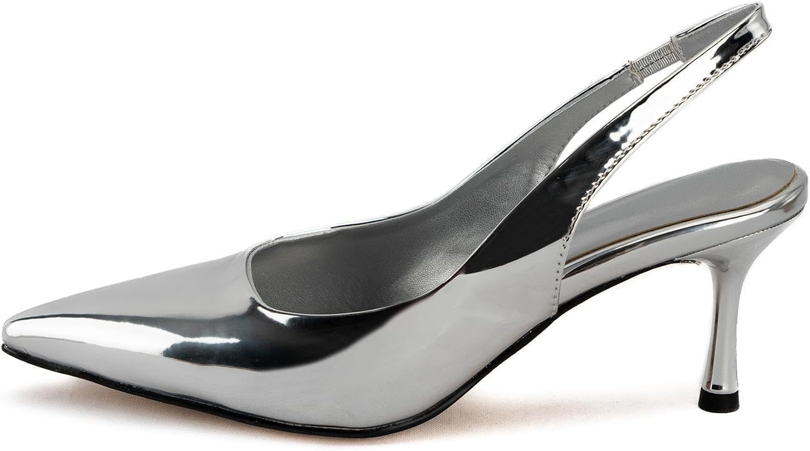 heelchic Metallic Pumps Shoes Women,Silver Slingback Heels for Women,Sling Back Kitten Heels,Dres... | Amazon (US)
