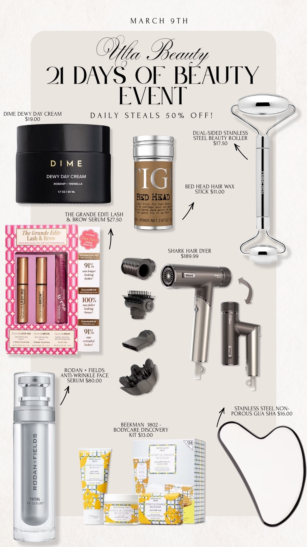 Ulta Beauty 21 days of Beauty Event is happening right now under 3/26! Get 50% off of daily steals! 

Ulta Beauty, Sale Alert, 21 DOB, 21 Days of Beauty, 21 Days of Beauty Event, Beauty, Makeup, Skincare, Haircare, Sale, Emily Ann Gemma

#LTKBeauty #LTKSpringSale #LTKSaleAlert