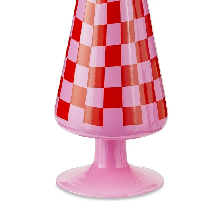 Red and Pink Checkered Glass Tree, 9 in, Holiday Time | Walmart (US)