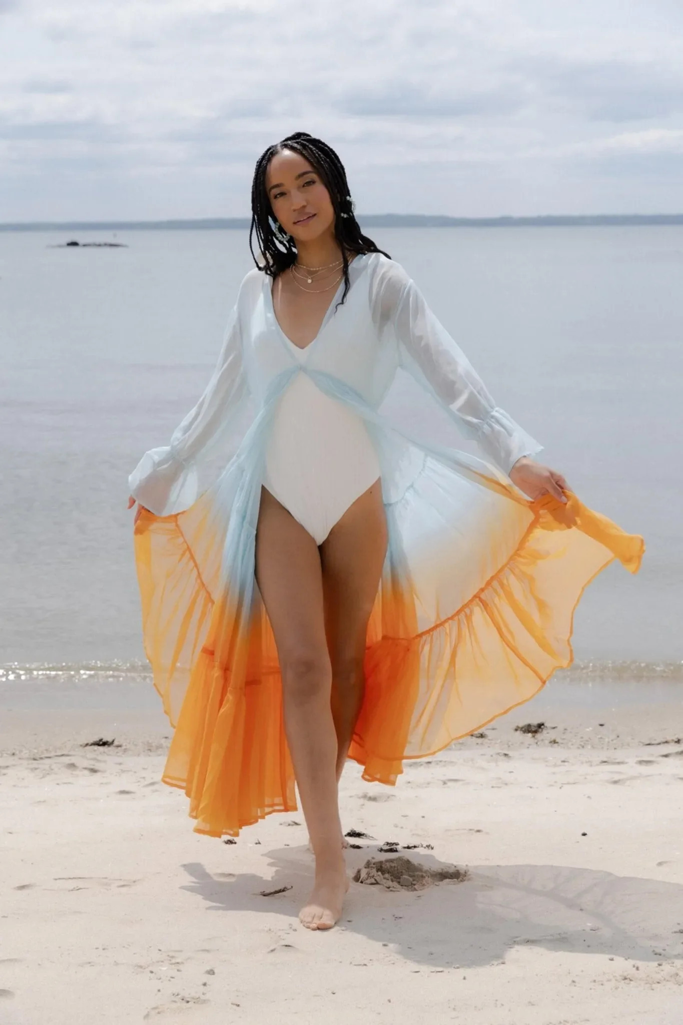 Ombre Tiered Sheer Kimono | Saachi