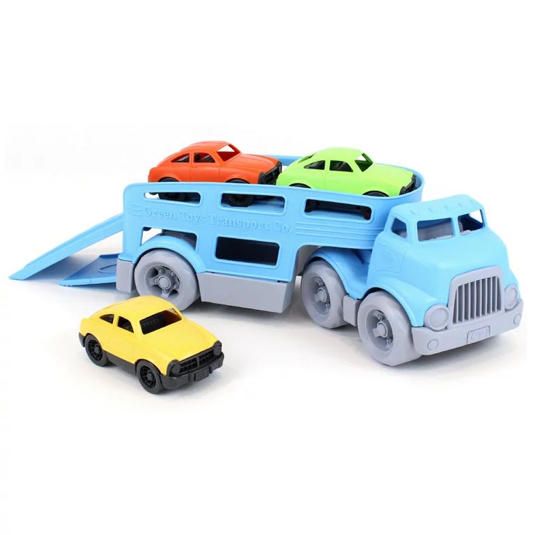 Green Toys Car Carrier Vehicle Set Toy with 3 Mini Cars, Blue, Standard | Walmart (US)