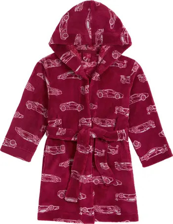 Car Print Plush Fleece Hooded Robe | Nordstrom Rack