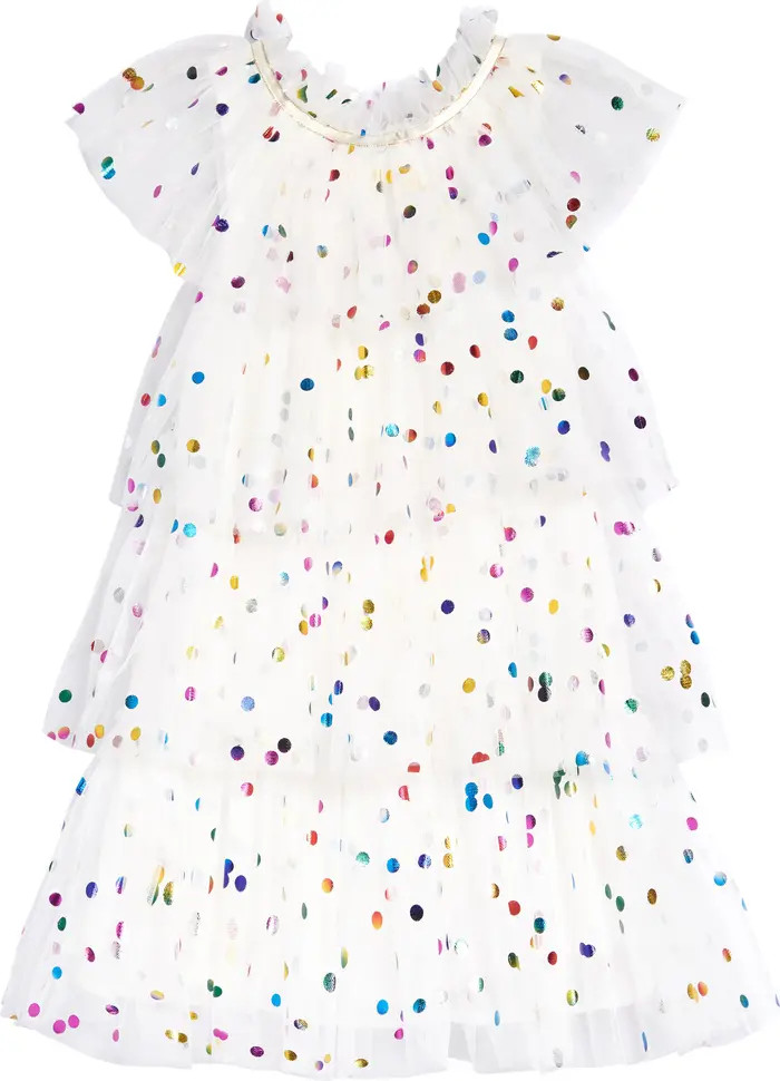 Kids' Foil Polka Dot Print Tulle Party Dress | Nordstrom