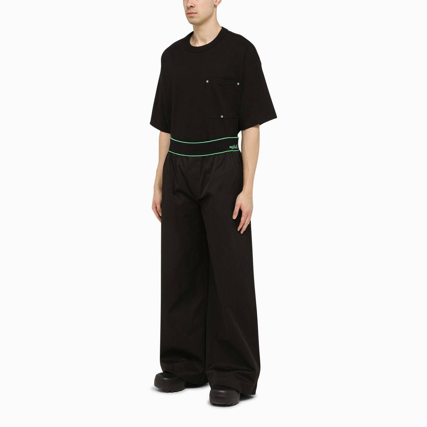Bottega Veneta Wide black trousers with green edges | Grailed | Grailed