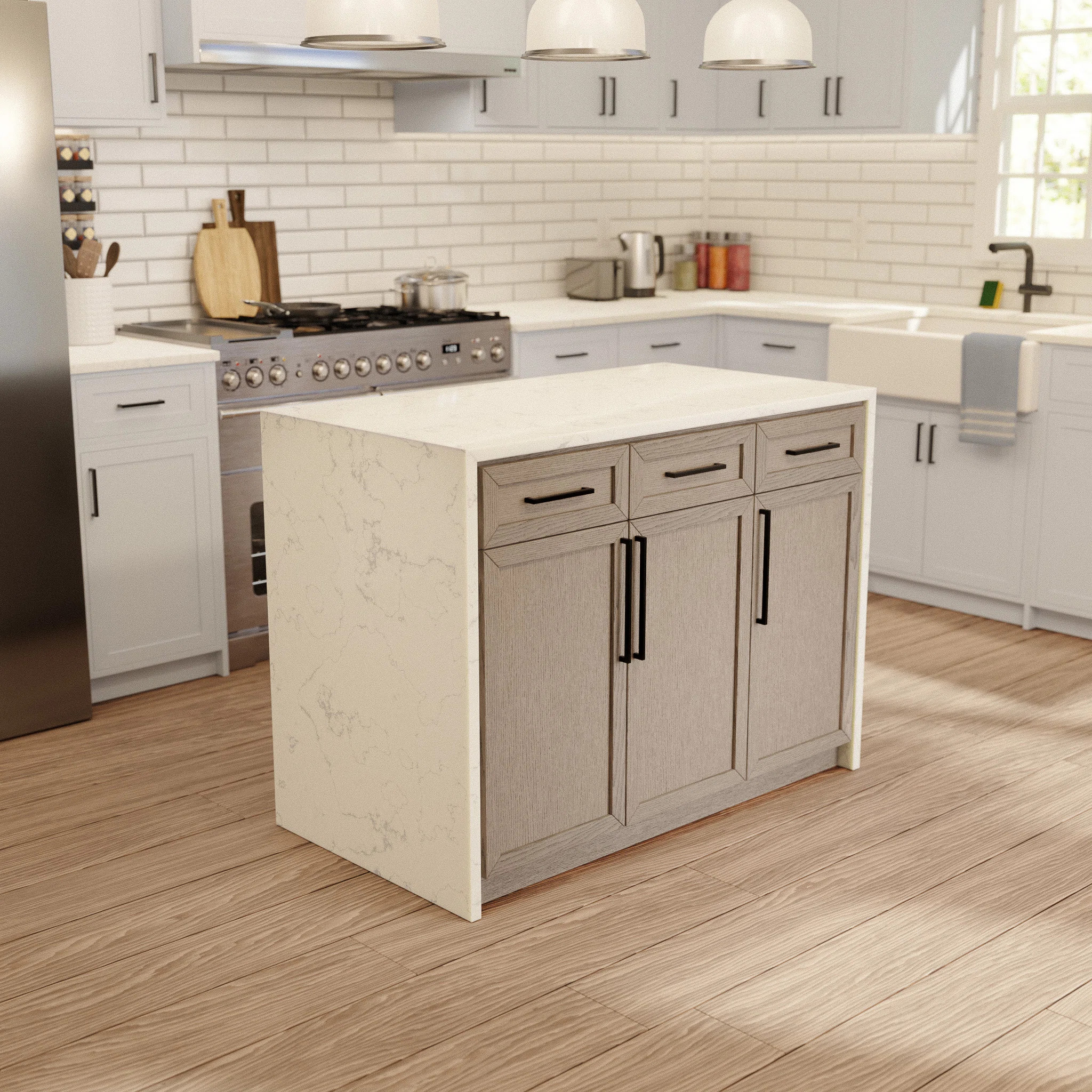 Aleata Kitchen Island with Engineered Marble Top | Wayfair North America