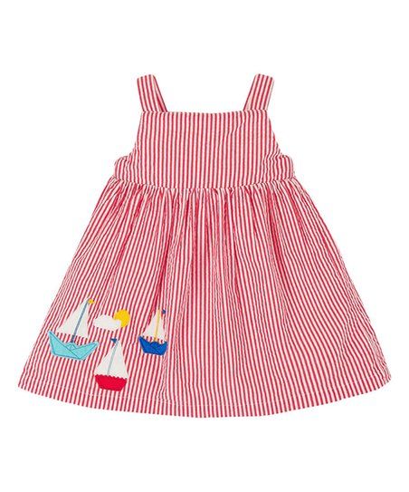 Red & White Stripe Sailboat Babydoll Jumper - Girls | Zulily