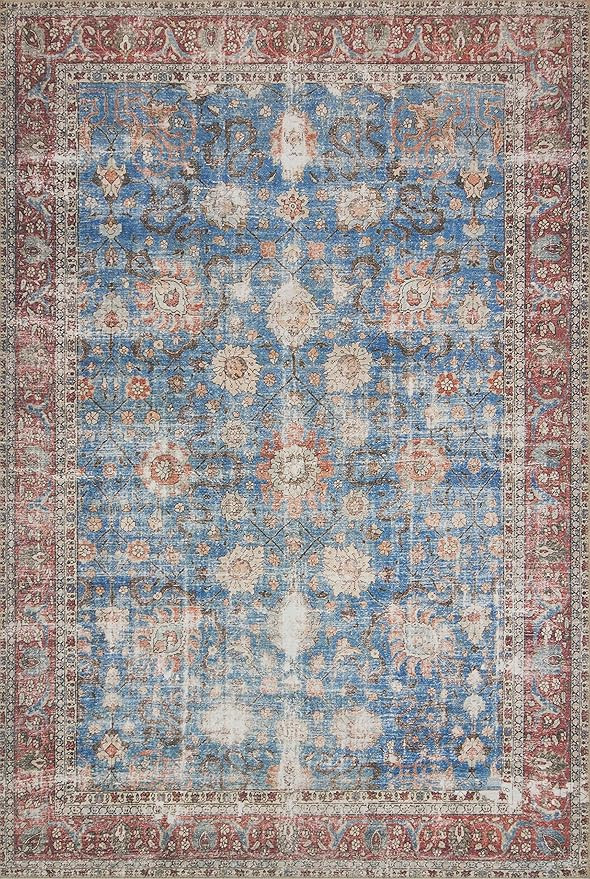 Loloi Loren Collection LQ-01 Blue/Brick 7'-6" x 9'-6" Area Rug | Amazon (US)