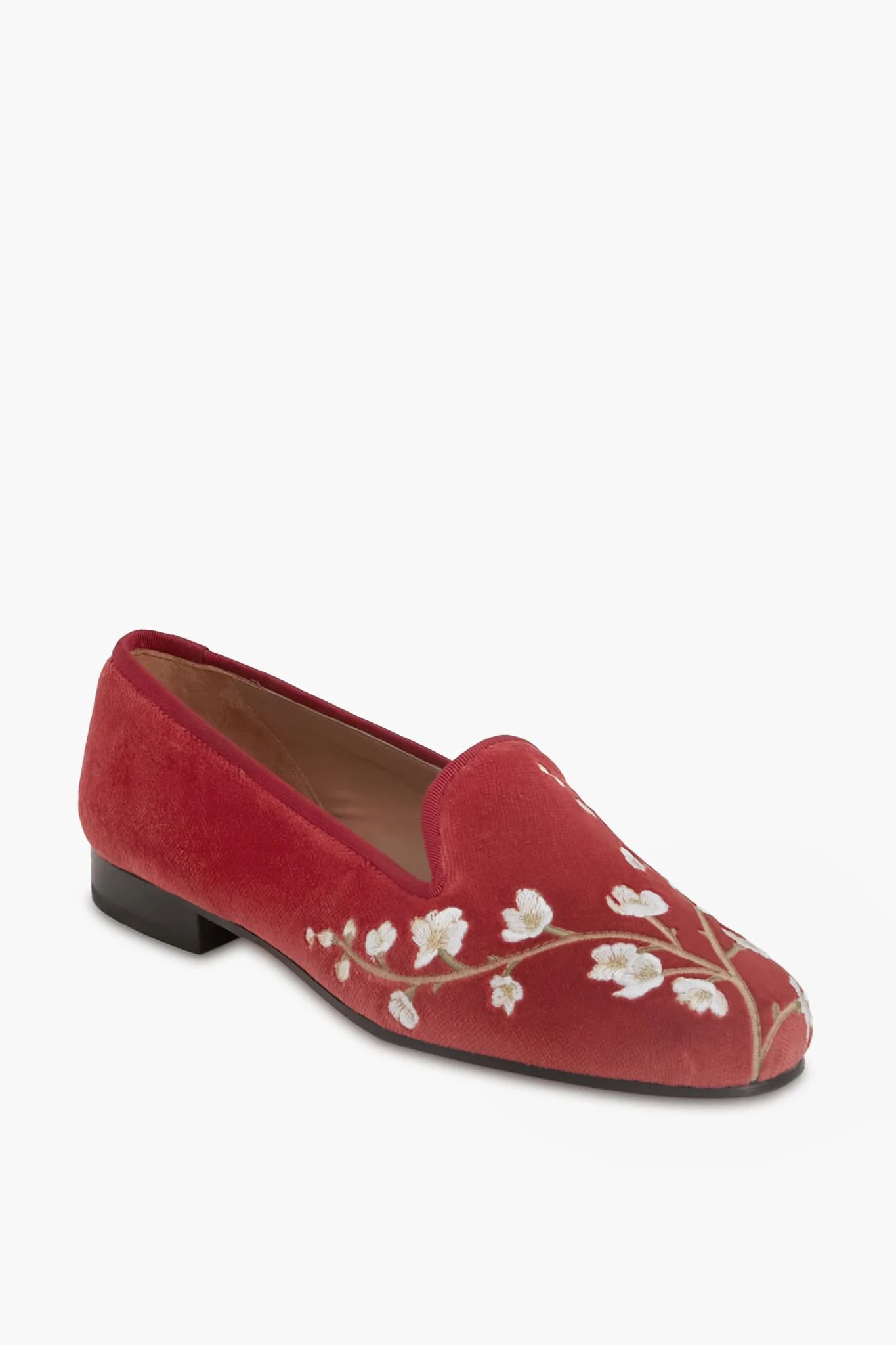 Cranberry Red Velvet Cherry Blossom Loafers | Tuckernuck (US)