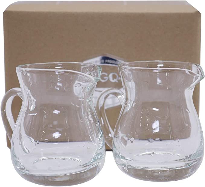 DGQ Classic Glass Creamer Pitcher with Handle 4oz Pack of 2 Milk Pourer Mini Creamer for Coffee T... | Amazon (US)