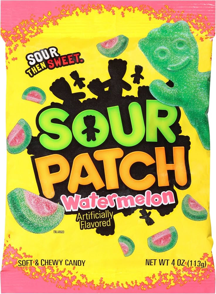 Sour Patch Watermelon Peg Bag Candy, 4 Ounce | Amazon (US)