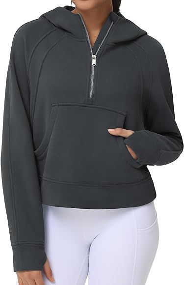 THE GYM PEOPLE Womens' Hoodies Half Zip Long Sleeve Fleece Crop Pullover Sweatshirts with Pockets... | Amazon (US)