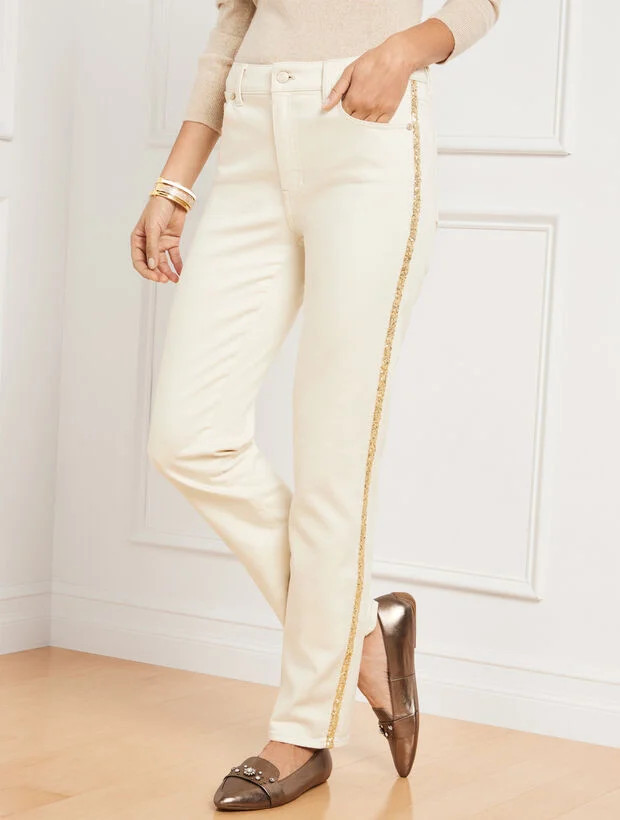 Straight Leg Jeans - Sequin Stripe | Talbots