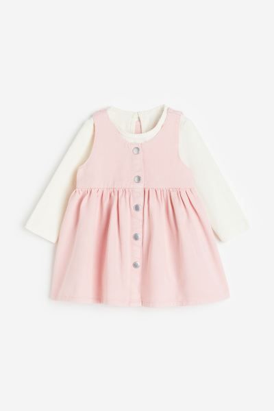 2-piece Top and Dress Set - Green/white - Kids | H&M US | H&M (US + CA)