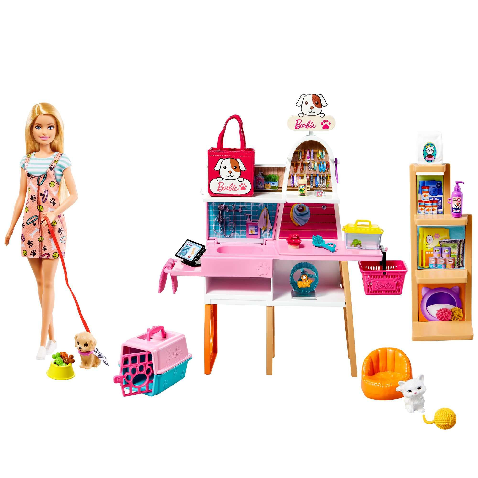 Barbie Doll (11.5-in Blonde) and Pet Boutique Playset with 4 Pets, Color-Change Grooming Feature ... | Amazon (US)