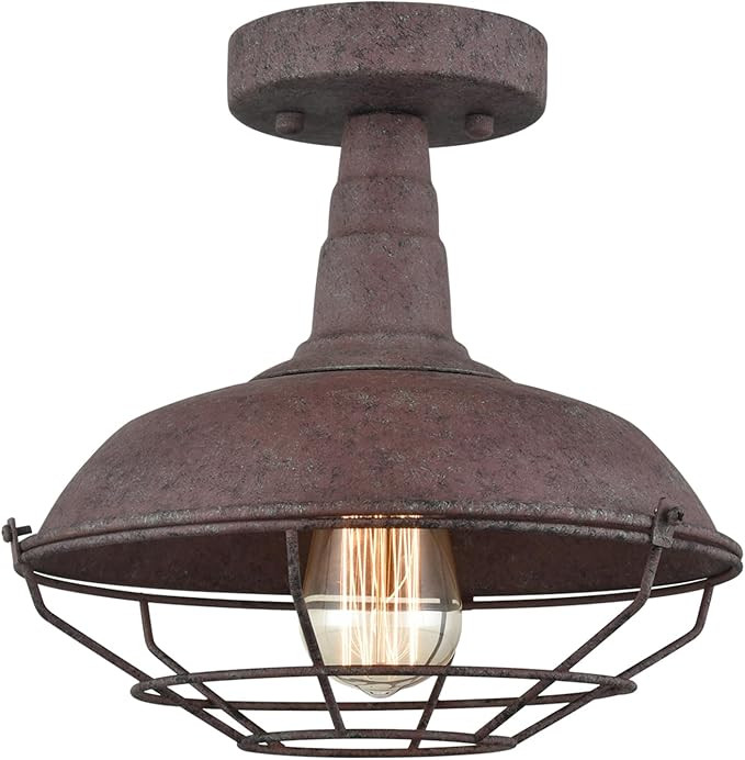 DAYCENT Rustic Semi Flush Mount Ceiling Light Barn Style Light Fixture Farmhouse Metal Cage Ceili... | Amazon (US)