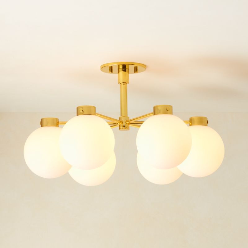 Marra 6-Light Polished Brass Flush Mount Light + Reviews | CB2 | CB2