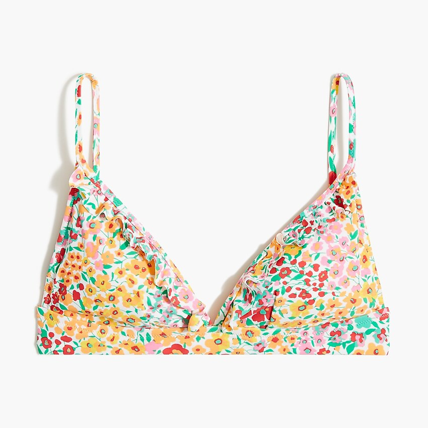 Floral french bikini top with ruffles | J.Crew Factory