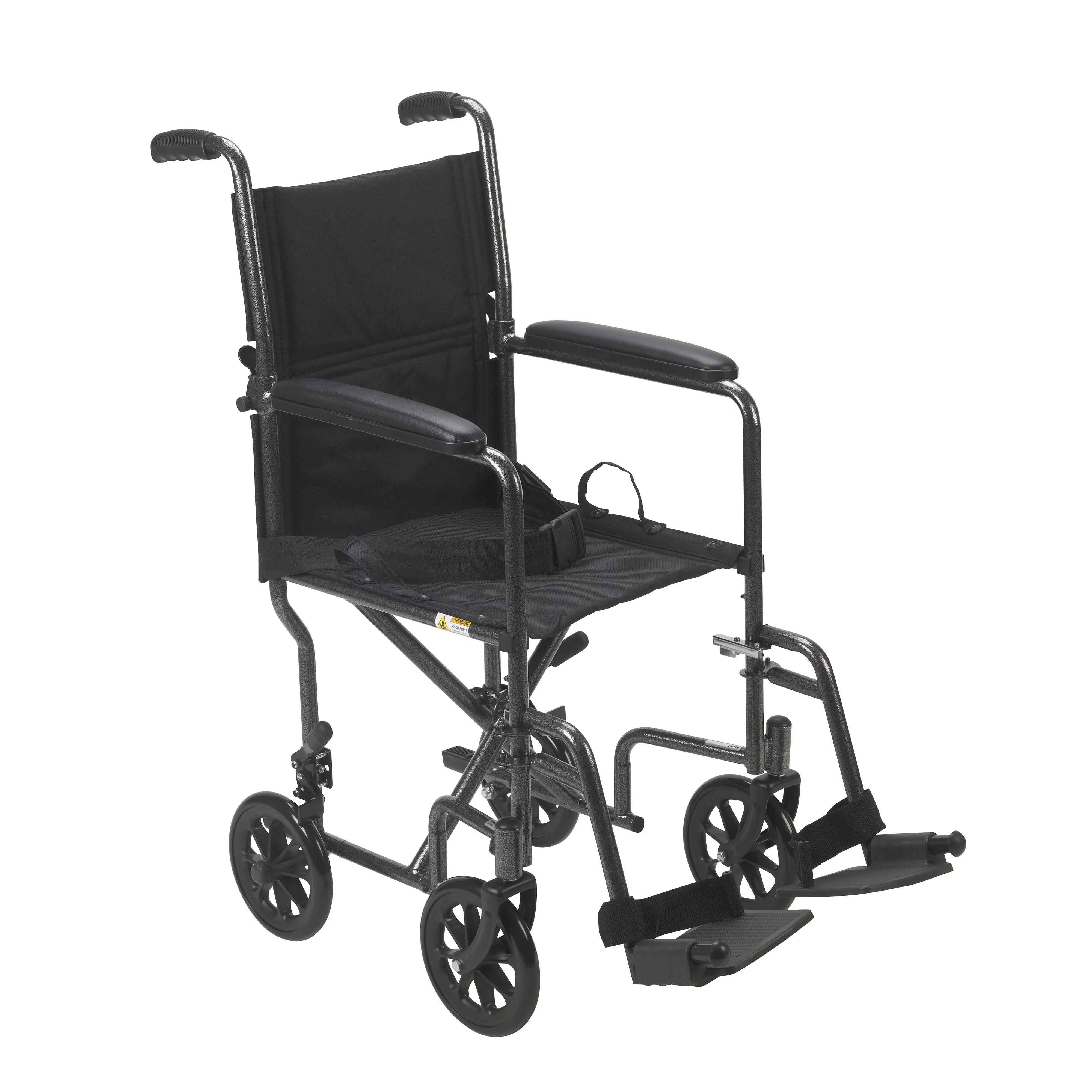 Drive Medical Lightweight Steel Transport Wheelchair, Fixed Full Arms, 19" Seat - Walmart.com | Walmart (US)