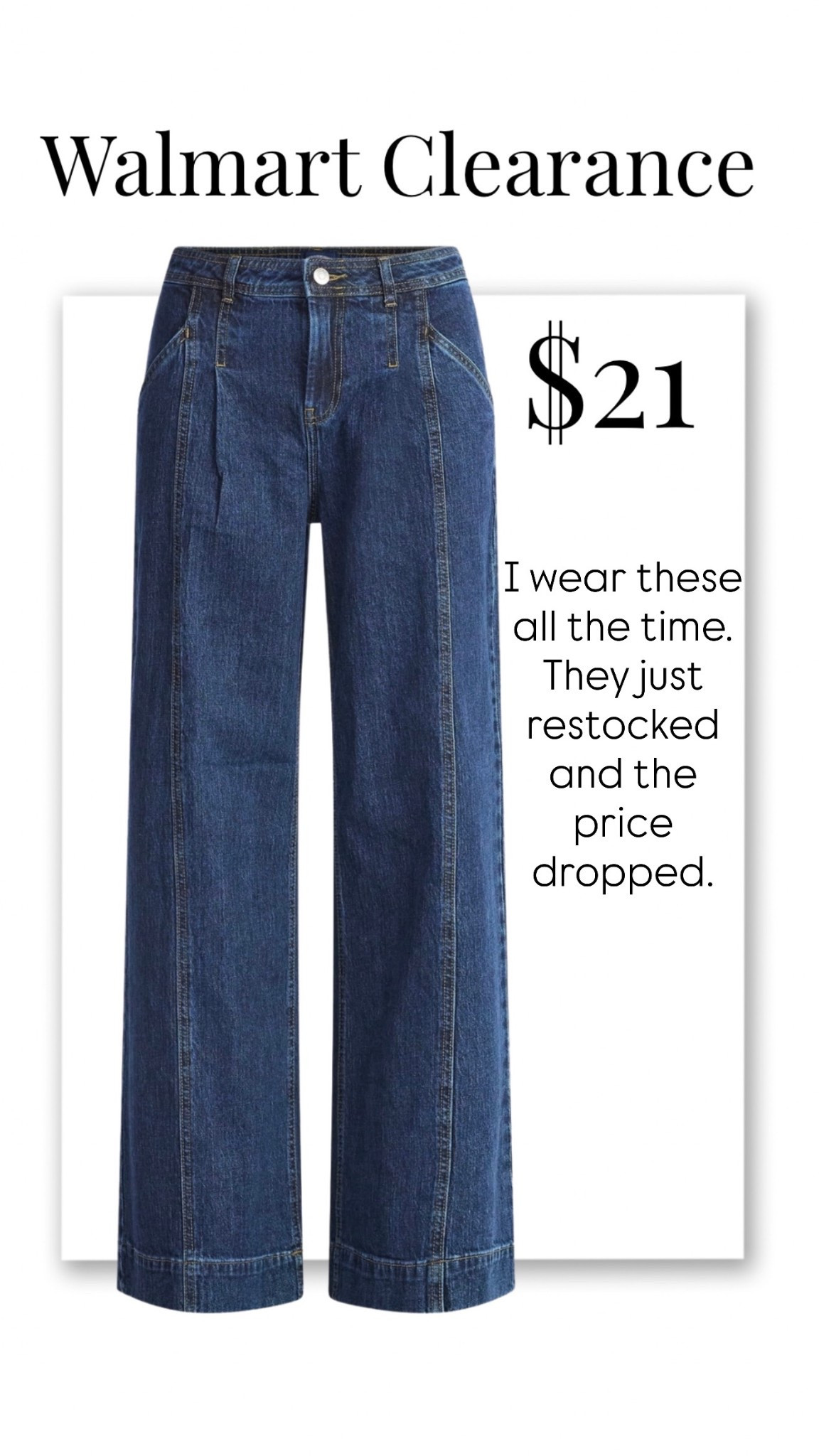 $21 Walmart clearance! I found these jeans for a couple months now. They just restocked and the price went lower. I'd highly recommend them. Great quality and the detailing gives them a little extra.

#LTKSaleAlert #LTKFindsUnder50