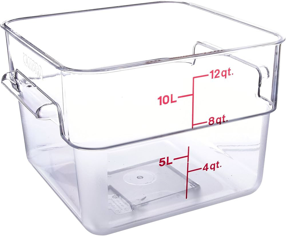 Cambro 12SFSCW135 Camwear Polycarbonate Square Food Storage container, 12 Quart | Amazon (US)