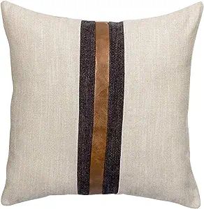 BOYSUM Farmhouse Decorative Outdoor Throw Pillow Covers for Couch Sofa Bed Brown Faux Leather Acc... | Amazon (US)
