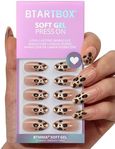 BTArtbox Press On Nails Almond - Gilder Roar, Sparkly Leopard Medium Press On Nails with Glue and... | Amazon (US)