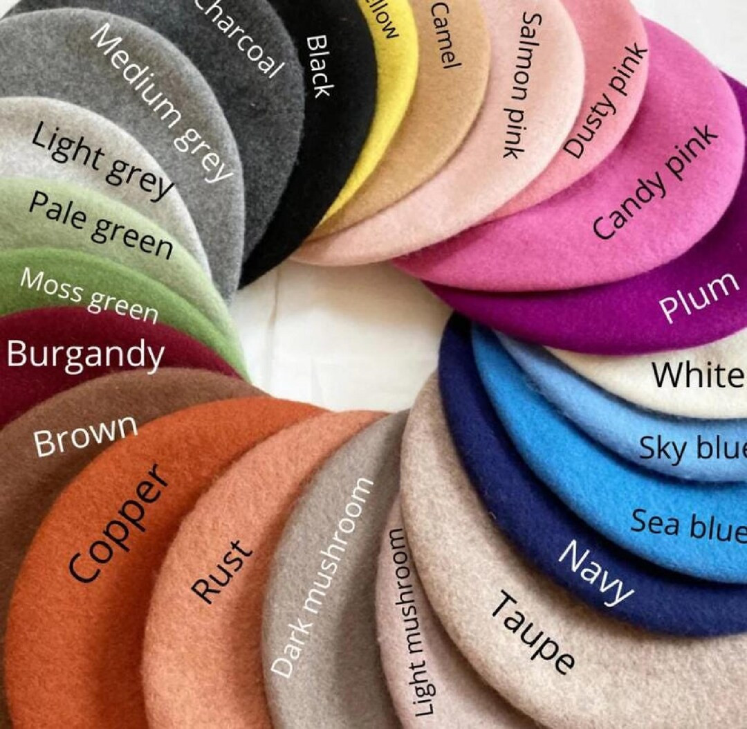 Genuine wool hat, parisian style hat, french wool beret, plain wool hat, olid colour beret24 colo... | Etsy (US)