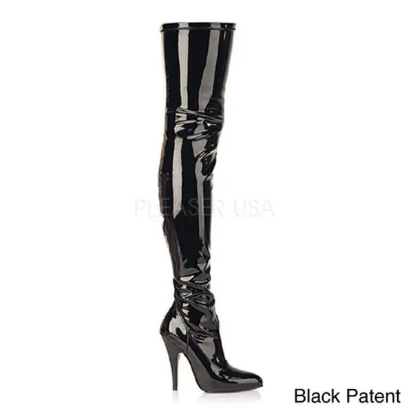 Pleaser Women's SEDUCE-3000 5-inch Stiletto Heel Plain Stretch Thigh High Boots | Bed Bath & Beyond