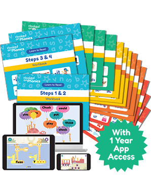 Learn to Read 15 Practice Pack Bundle with 1 Year App Access (5 yrs+) | Hooked on Phonics
