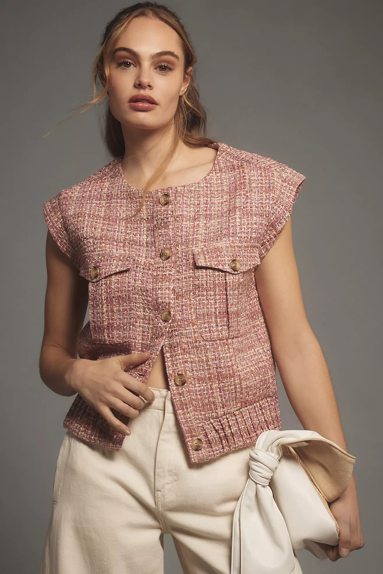Maeve Extended Shoulder Tweed Vest | Anthropologie (US)