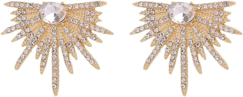 Rhinestone Silver Statement Earrings, Star Stud Earrings Fashion Design | Amazon (US)