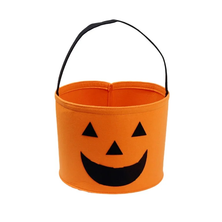 Beautynvta Halloween Pumpkin Tote Bucket, Large Capacity Candy Bag, Spooky Halloween Basket with ... | Walmart (US)