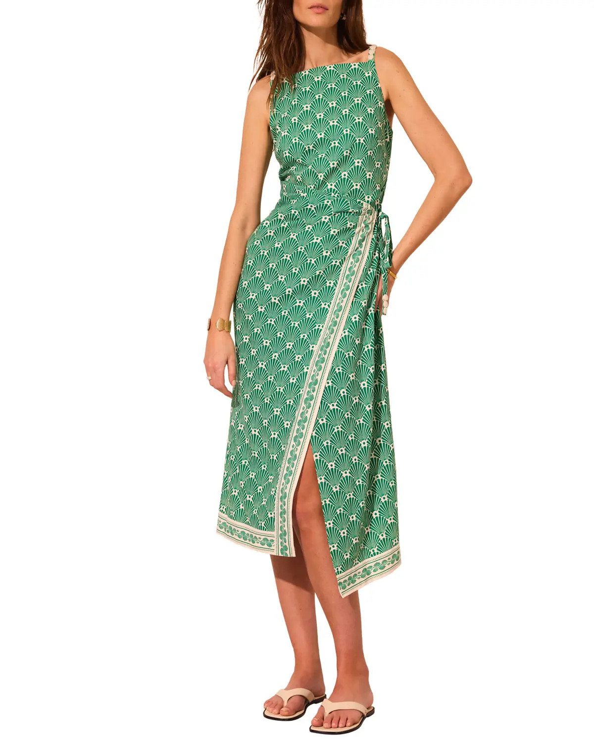 Linen Blend Square Neck Midi Dress (Women) | Nordstrom | Nordstrom