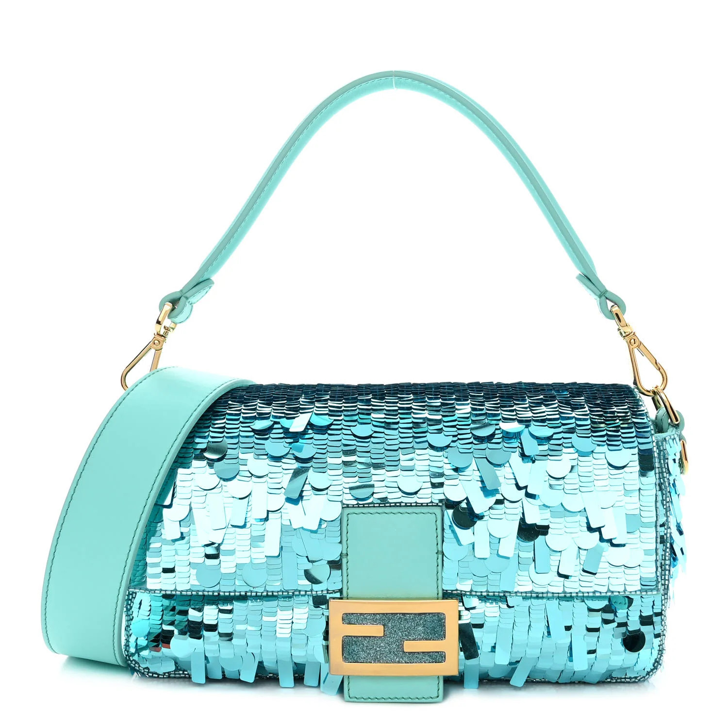 Sequin Paillettes Vitello Grace Sex and the City Baguette Spring Turquoise | FASHIONPHILE (US)