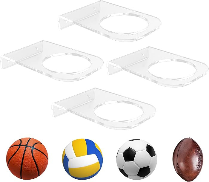 Basketball Holder Wall Mount, Acrylic Football Display Rack, Clear Ball Storage Hanger Wall Mount... | Amazon (US)