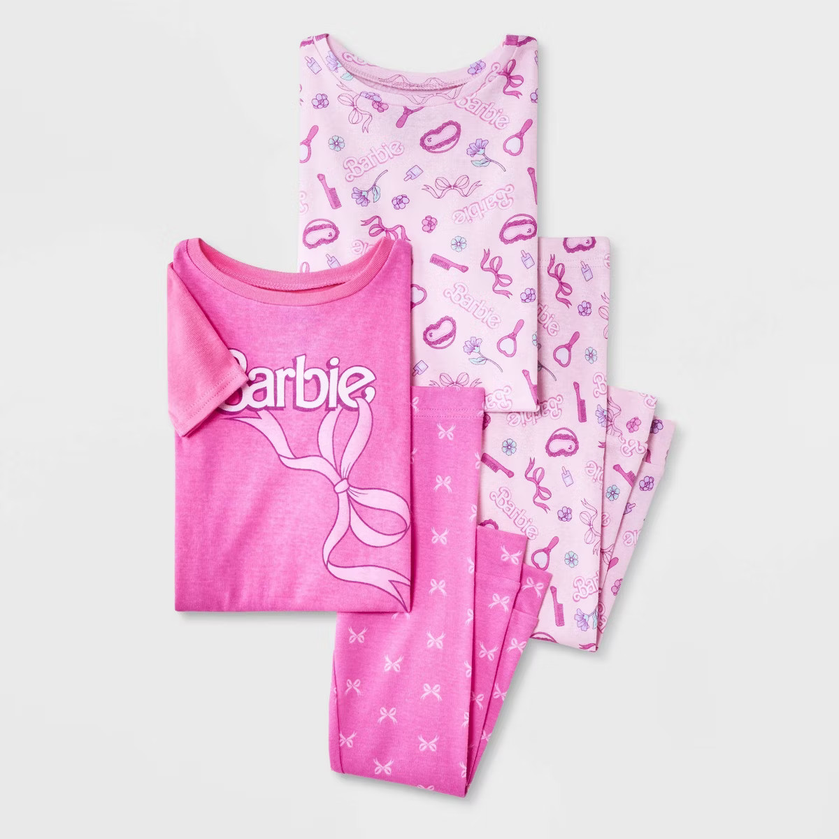 Toddler Girls' 4pc Barbie Cotton Pajama Set - Pink | Target