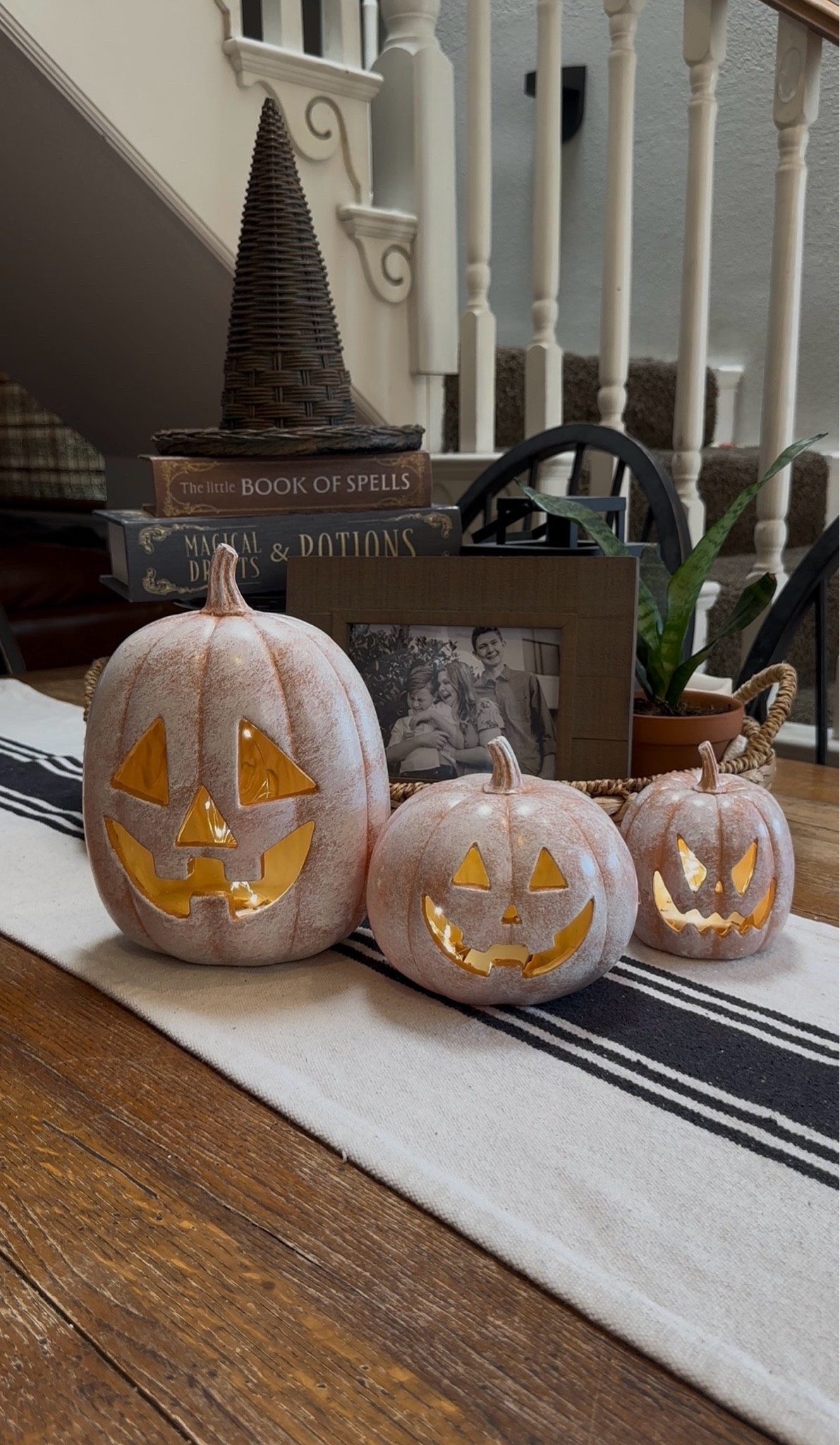 The cutest light up plastic pumpkins! Painted to look weathered. Cute Halloween home decor🎃🖤🎃🖤

#LTKstorytime #LTKSeasonal #LTKHome