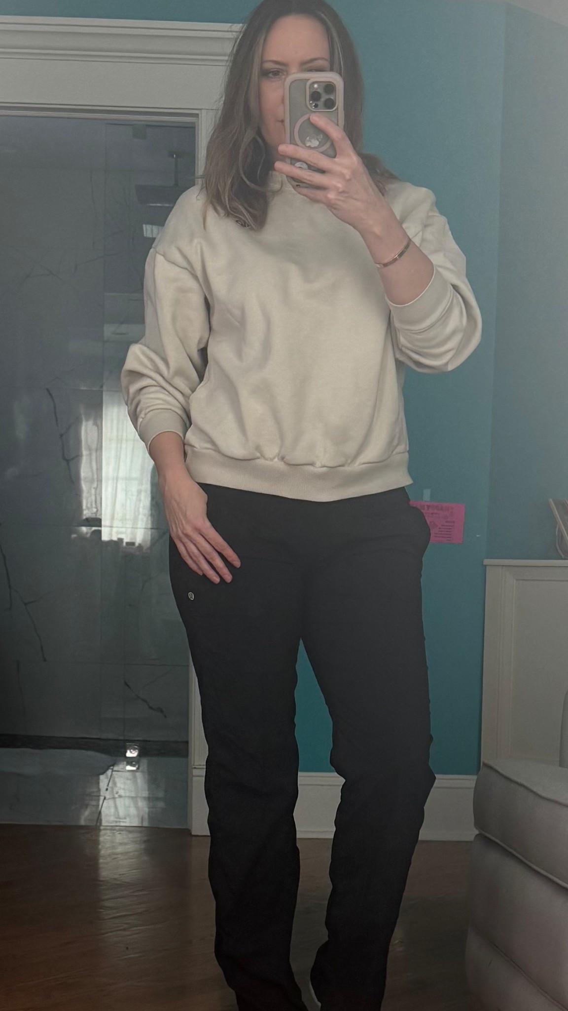 Simple and comfortable Friday fit - Alo Crew neck in Macadamia and lululemon Dance studio pant 

#LTKTall #LTKdayinmylife #LTKootd