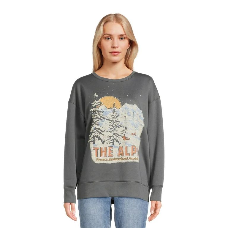 Time and Tru Women's Destination Graphic Sweatshirt with Long Sleeves, Sizes S-XXXL | Walmart (US)